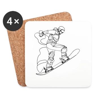 Snowboarder Line Art - Coasters (set of 4) - white - Front