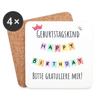 Geburtstagskind Girlande Design - Untersetzer (4er-Set) - Weiß - Vorne