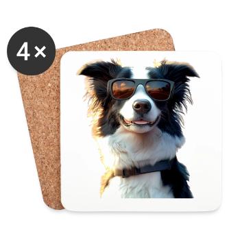Border Collie Dog Lover Puppy Cute Collies - Coasters (set of 4) - white - Front