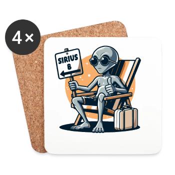Alien "Sirius B" Anhalter Cartoon Illustration - Untersetzer (4er-Set) - Weiß - Vorne