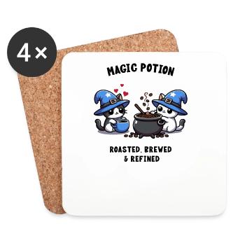 Cute cats brew and drink coffee Halloween - Coasters (set of 4) - white - Front