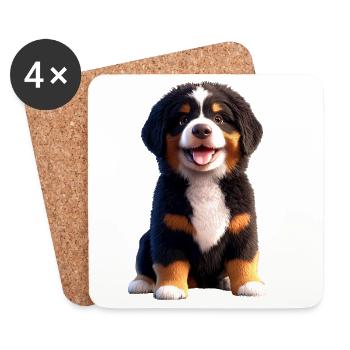 Bouvier bernois Chiens mignons Bouvier suisse - Dessous de verre (lot de 4) - blanc - Devant