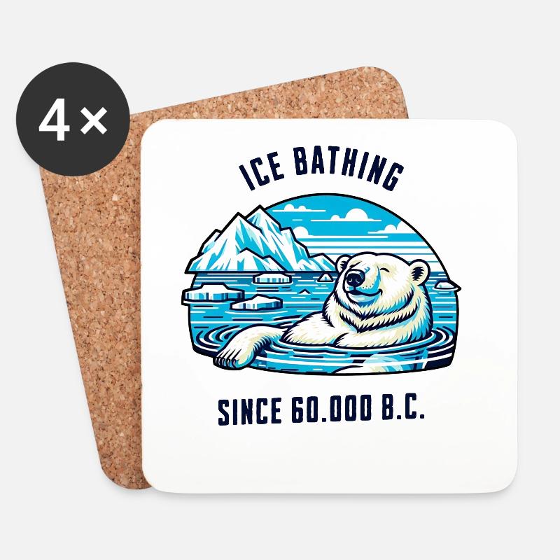 Eisbär beim Eisbaden in der Arktis Kälte Physio - Untersetzer (4er-Set) - Weiß
