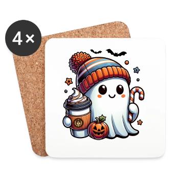 Halloween Cute Ghost Shirt - Coffee Shirt - Coasters (set of 4) - white - Front