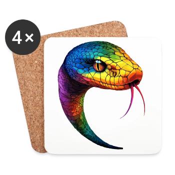 Serpent Python Cobra Mamba Serpent à sonnettes Serpent - Dessous de verre (lot de 4) - blanc - Devant
