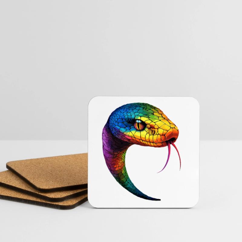 Serpent Python Cobra Mamba Serpent à sonnettes Serpent Dessous de verre (lot de 4)