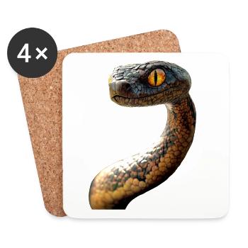 Serpent Python Cobra Mamba Serpent à sonnettes Serpent - Dessous de verre (lot de 4) - blanc - Devant