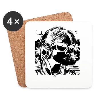 Gaming Girl Sketch - Coasters (set of 4) - white - Front