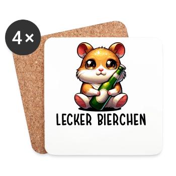 LECKER BIERCHEN Sad Hamster Meme - Untersetzer (4er-Set) - Weiß - Vorne