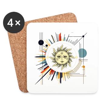 Sun Star Cosmos Ray Art - Coasters (set of 4) - white - Front