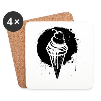 Glace - Dessous de verre (lot de 4) - blanc - Devant