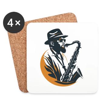 Saxophonist Graphics - Coasters (set of 4) - white - Front