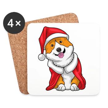 Corgi Christmas Christmas Hat - Coasters (set of 4) - white - Front