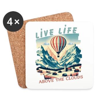 Live Life Above the Clouds - Hot Air Balloons Tee - Coasters (set of 4) - white - Front