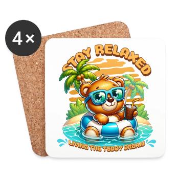 Stay Relaxed Teddybär - Untersetzer (4er-Set) - Weiß - Vorne
