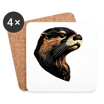 Otter Sea Otter Otter Marten Love Cute Otter - Coasters (set of 4) - white - Front