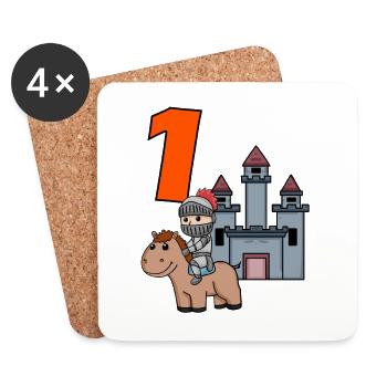 1 year old - school enrollment - knight motif - Coasters (set of 4) - white - Front