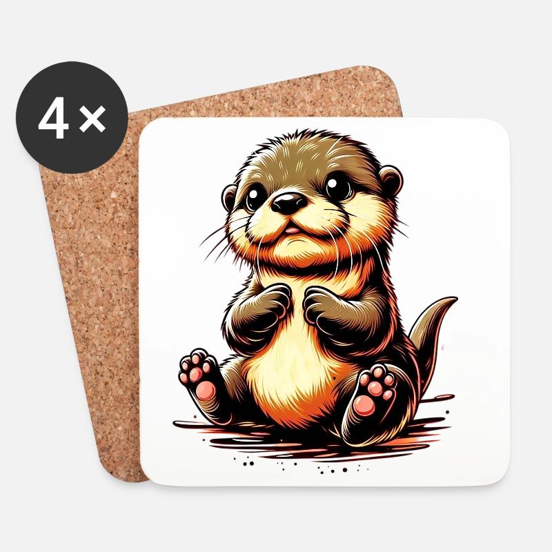Otter - Untersetzer (4er-Set) - Weiß