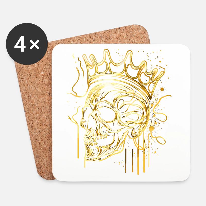 Schädel Goldener Totenkopf mit Krone Abstrakt - Untersetzer (4er-Set) - Weiß