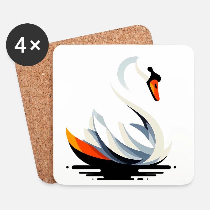 Schwan - Untersetzer (4er-Set) - Weiß