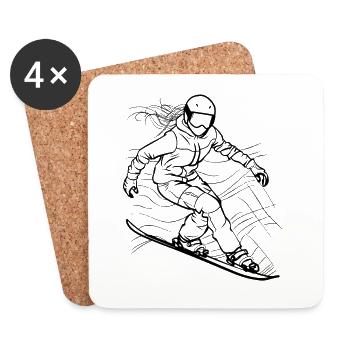 Snowboard fille dessin - Dessous de verre (lot de 4) - blanc - Devant