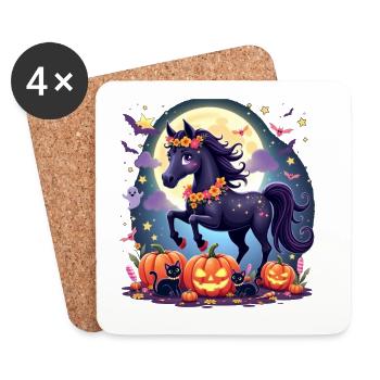 Magisches Halloween Pferd Mädchen Abenteuer - Untersetzer (4er-Set) - Weiß - Vorne