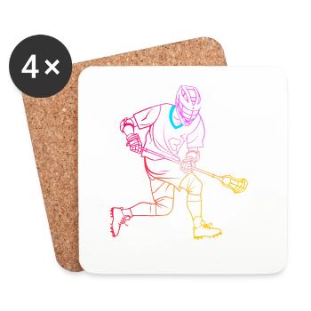 Lacrosse Player Drawing - Coasters (set of 4) - white - Front