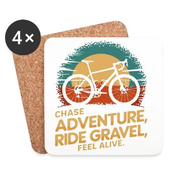 Retro Mountain Bicycle Adventure Tee - Coasters (set of 4) - white - Front