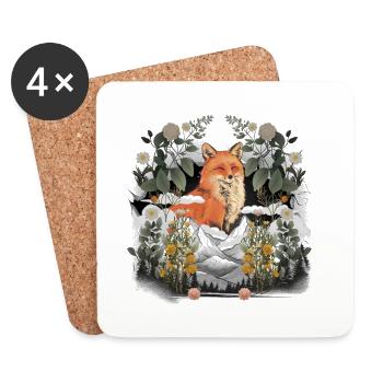 nature, montagnes, montagnes, renards, renards, amoureux de la nature - Dessous de verre (lot de 4) - blanc - Devant