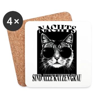 Nachts sind alle Katzen grau - Untersetzer (4er-Set) - Weiß - Vorne