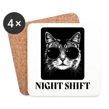 Cool Cat - Coasters (set of 4) - white - Front