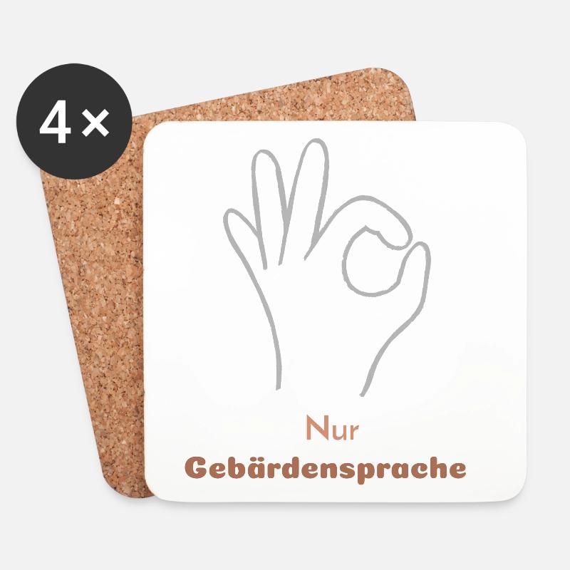 Nur Gebärdensprache - Untersetzer (4er-Set) - Weiß