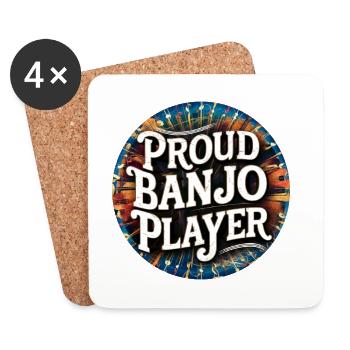 Proud Banjo Player Badge Design - Coasters (set of 4) - white - Front