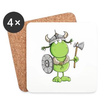 Funny Frog Viking - Coasters (set of 4) - white - Front