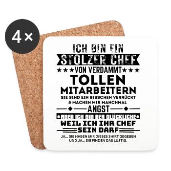 Stolzer Chef Glücklich - Untersetzer (4er-Set) - Weiß - Vorne