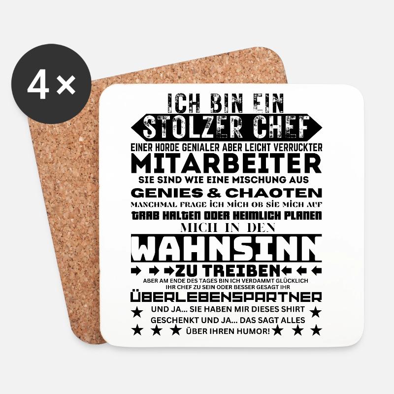 Stolzer Chef Von Verdammt Tollen Mitarbeitern - Untersetzer (4er-Set) - Weiß
