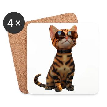 Bengal Katze Leopard Cat Leopardette Bengal Katzen - Untersetzer (4er-Set) - Weiß - Vorne