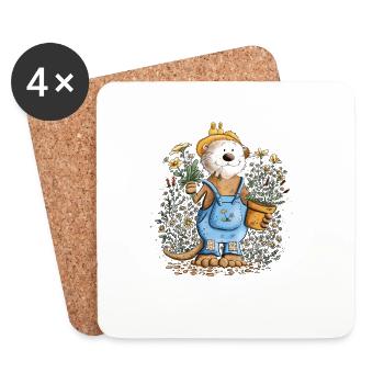 Garten Spruch Otter Gärtner - Untersetzer (4er-Set) - Weiß - Vorne