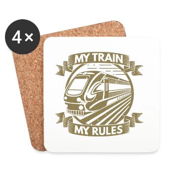 Zugführer Mein Zug Meine Regeln Trainspotting - Untersetzer (4er-Set) - Weiß - Vorne