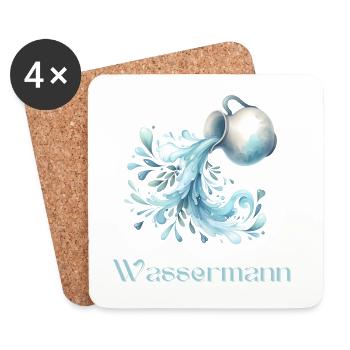 Wassermann Sternzeichen Aquarell Geschenk - Untersetzer (4er-Set) - Weiß - Vorne
