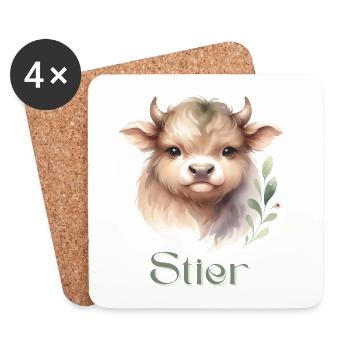 Elegantes Stier Sternzeichen Aquarell Geschenk - Untersetzer (4er-Set) - Weiß - Vorne