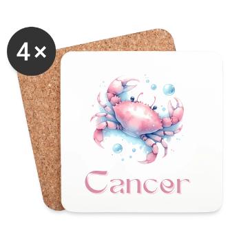 Elegant Cancer Zodiac Watercolor Gift - Coasters (set of 4) - white - Front