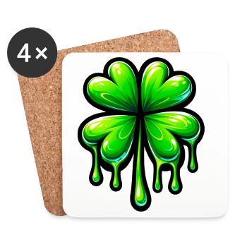 Trèfle à quatre feuilles - Dessous de verre (lot de 4) - blanc - Devant