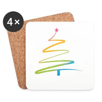 Regenbogen Weihnachtsbaum Aquarell - Untersetzer (4er-Set) - Weiß - Vorne