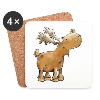 Funny Moose Butterfly - Coasters (set of 4) - white - Front