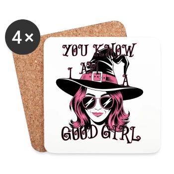 Good Girl Witch Halloween Magic Fantasy Design. - Coasters (set of 4) - white - Front