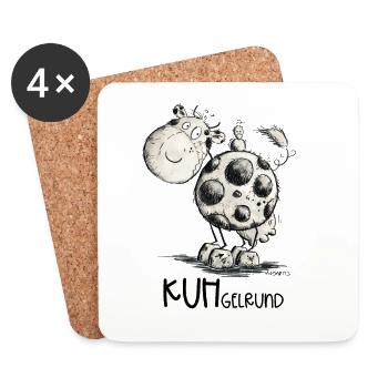 Drollige Kuh Kuhgelrund Wortspiel - Untersetzer (4er-Set) - Weiß - Vorne