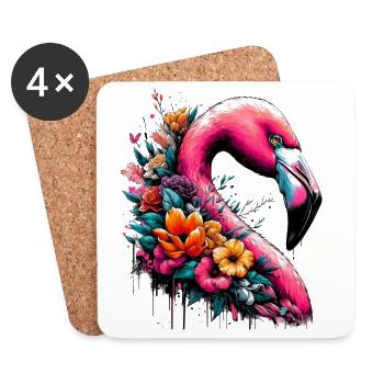 Flamant - Dessous de verre (lot de 4) - blanc - Devant