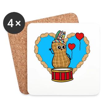 Peanut Hippie Chaman Batteur Coeur Enfants - Dessous de verre (lot de 4) - blanc - Devant