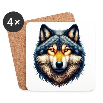 Loup - Dessous de verre (lot de 4) - blanc - Devant